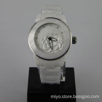 Ceramic Watch with Embossed Pattern Dial, Japan Movement, Fancy, Stylish/Nice Various Colors
